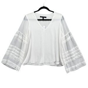 White House Black Market White Bell Sleeve Blouse
